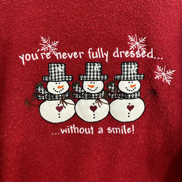Lighthouse Apparel Christmas Sweater Womens Large Red You're Never Fully Dressed - Picture 3 of 10